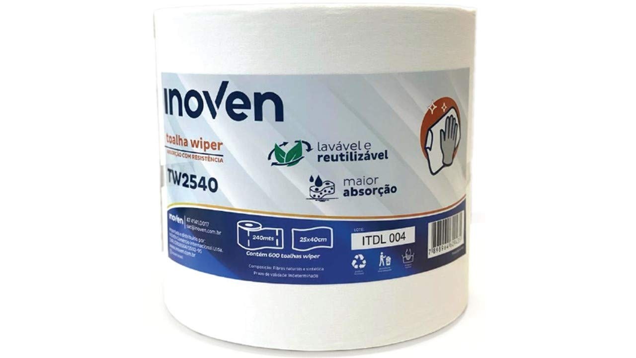 Bobina Inoven Toalhas Wiper Multiuso - 600 Folhas Brancas, Absorventes e Resistentes