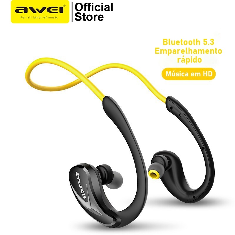 Fone Bluetooth Esportivo Awei A880BL: Água, Suor e Som Perfeito