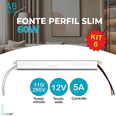 Fonte Chaveada 60W Slim: Energia Eficiente e Compacta
