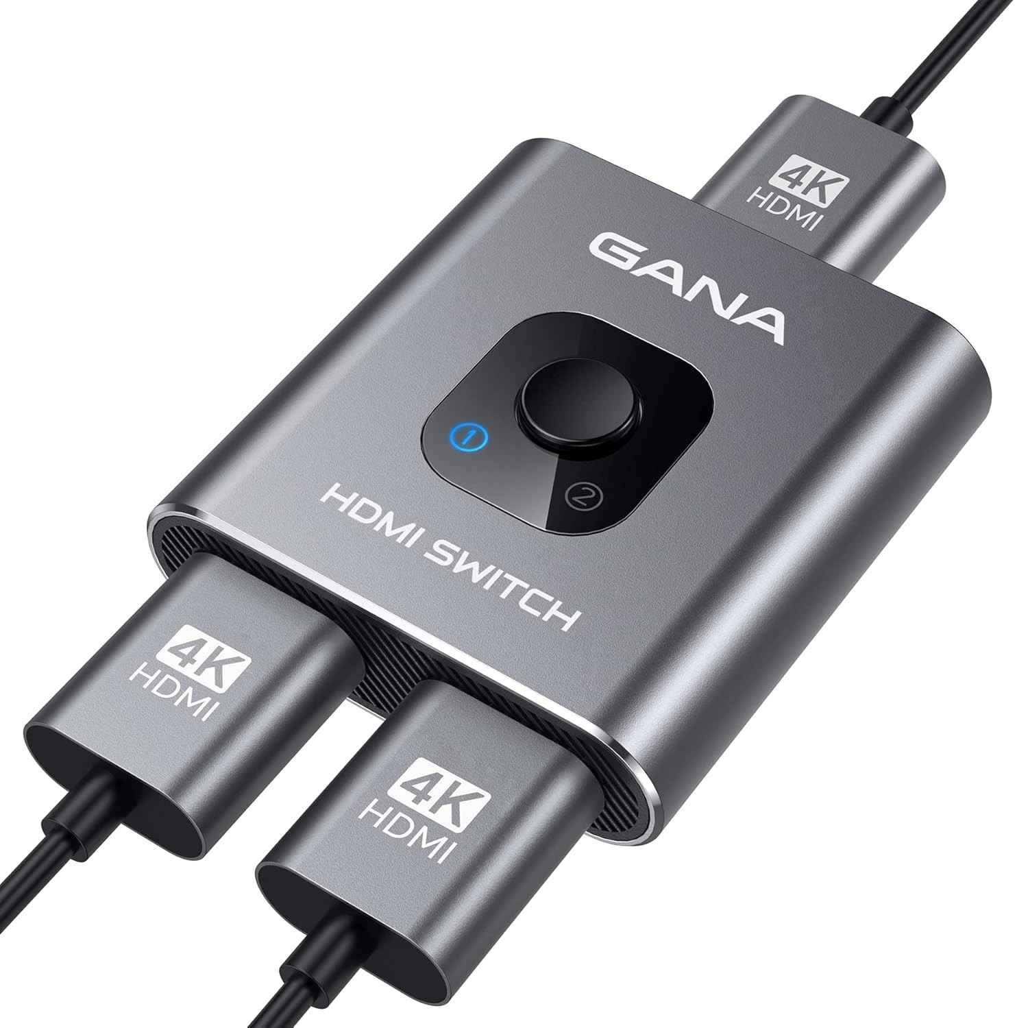 Interruptor HDMI 4K Bidirecional GANA: Conecte 2 Fontes a 1 Monitor ou 1 Fonte a 2 Monitores