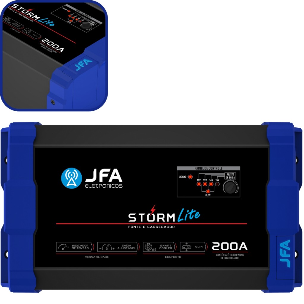 Fonte JFA Storm Lite 200A: Potência e Carga Inteligente
