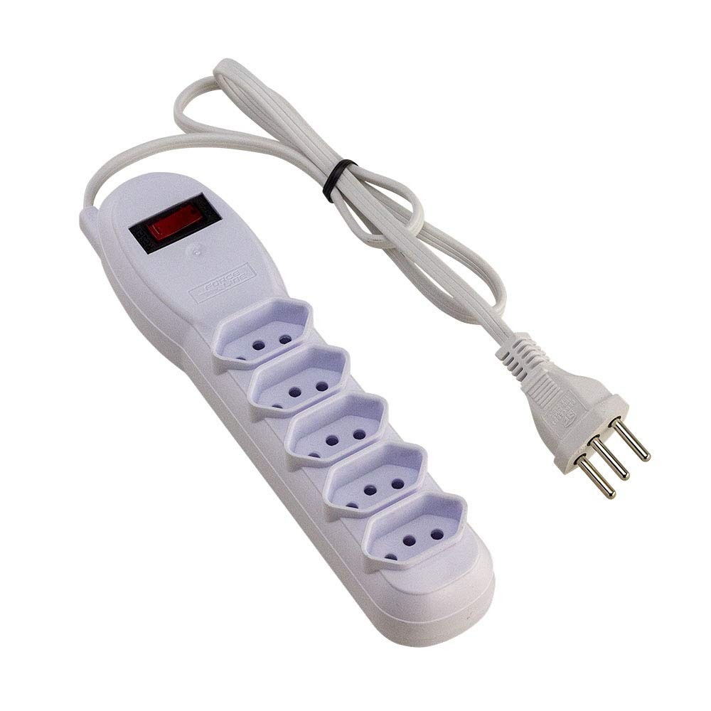 Force Line Filtro de Linha 5 Tomadas Slim Bivolt Branco - Proteção e Praticidade para Seus Equipamentos