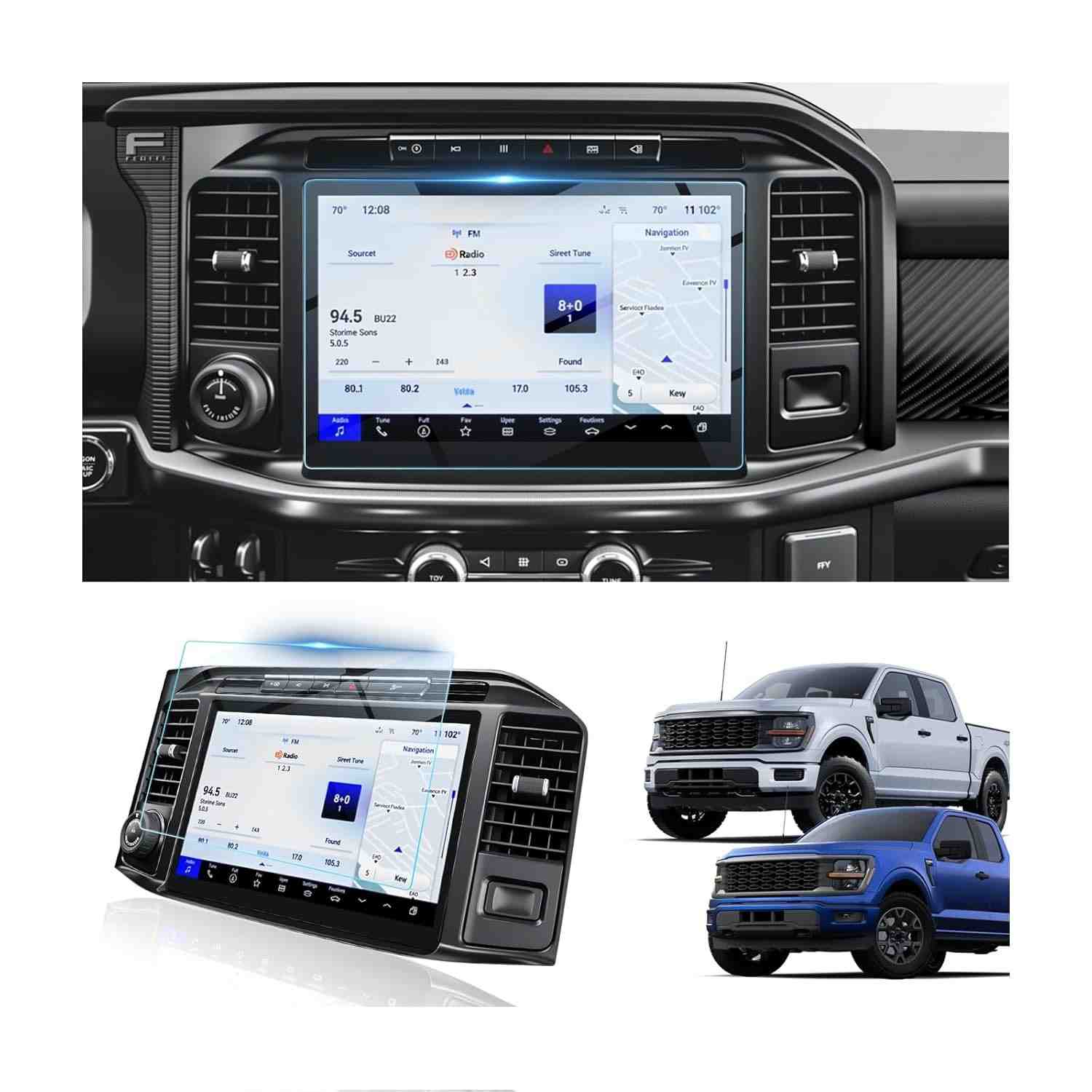 Protetor de Tela BIBIBO para Ford F-150 2021-2025 (SYNC 4 12") - Vidro Temperado Anti-Risco