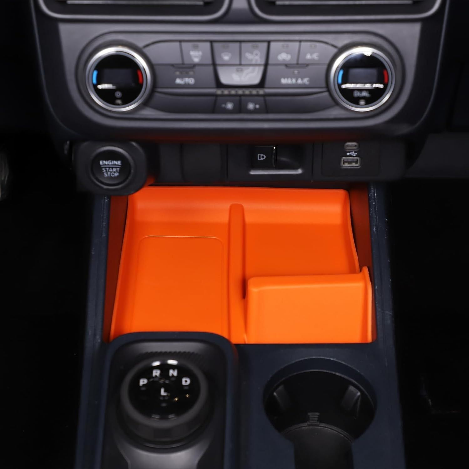 Bandeja Organizadora Console Central Laranja para Ford Maverick 2022-2025 | Acessórios Premium