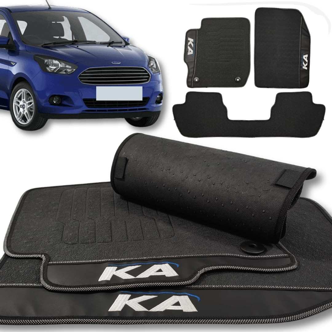 Tapete Emborrachado Ford Ka 2014-2021 Antiderrapante Impermeável 3 Peças
