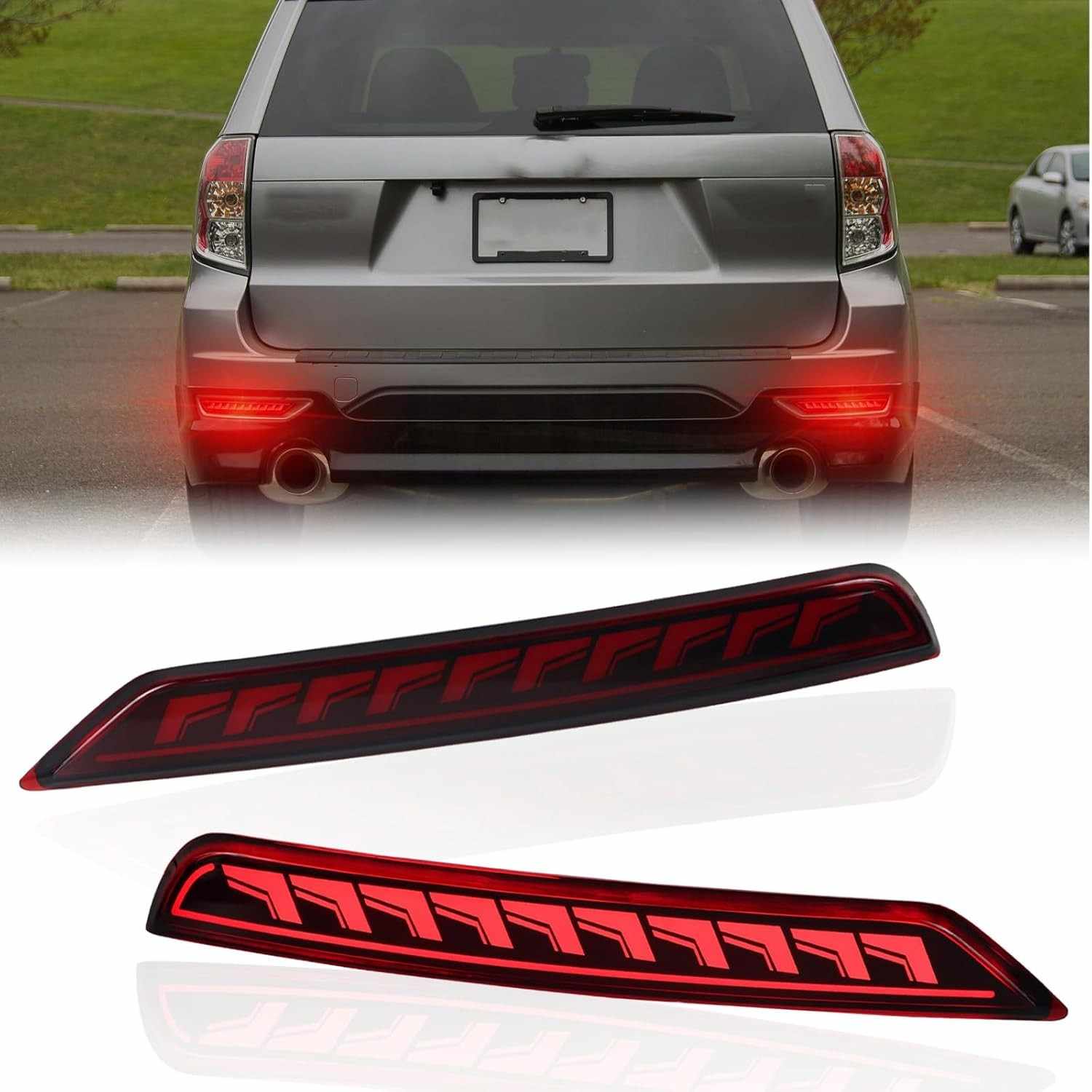 Kit Luz de Neblina e Seta Sequencial para Subaru Forester 2008-2018 (Vermelho) - Segurança e Estilo