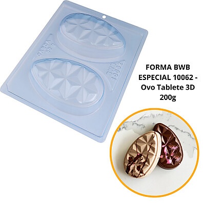 Forma BWB 3 Partes para Chocolate 200g - Ovo 3D Páscoa