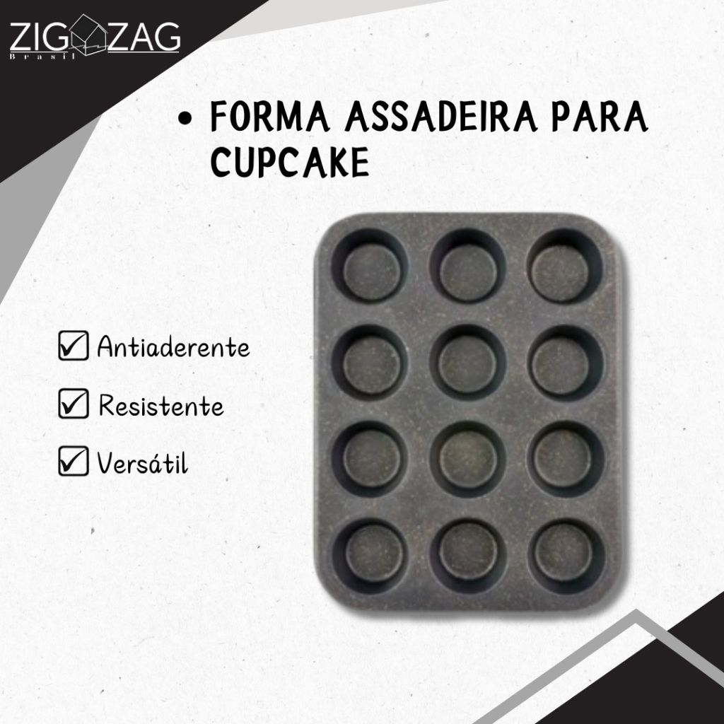 Forma Cupcake Antiaderente: 12 Cavidades Perfeitas!
