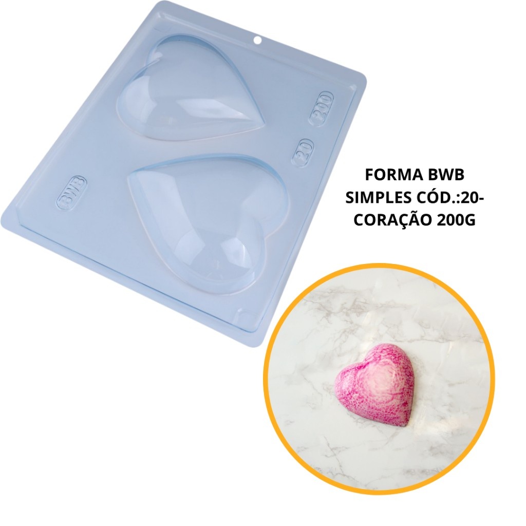Forma de Acetato Coração 200g BWB: Bombons Perfeitos!