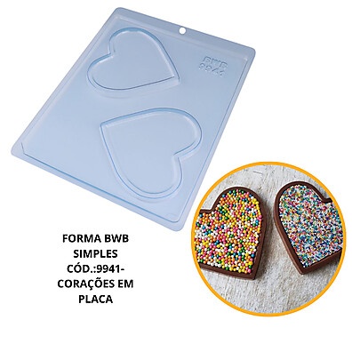 Forma de Chocolate Coração em Placa 9941 - Acetato Transparente