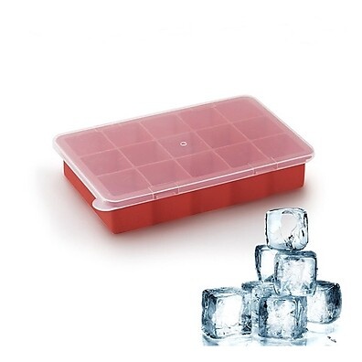Forma de Gelo Quadrado 15 Cubos em Silicone com Tampa - Sem BPA