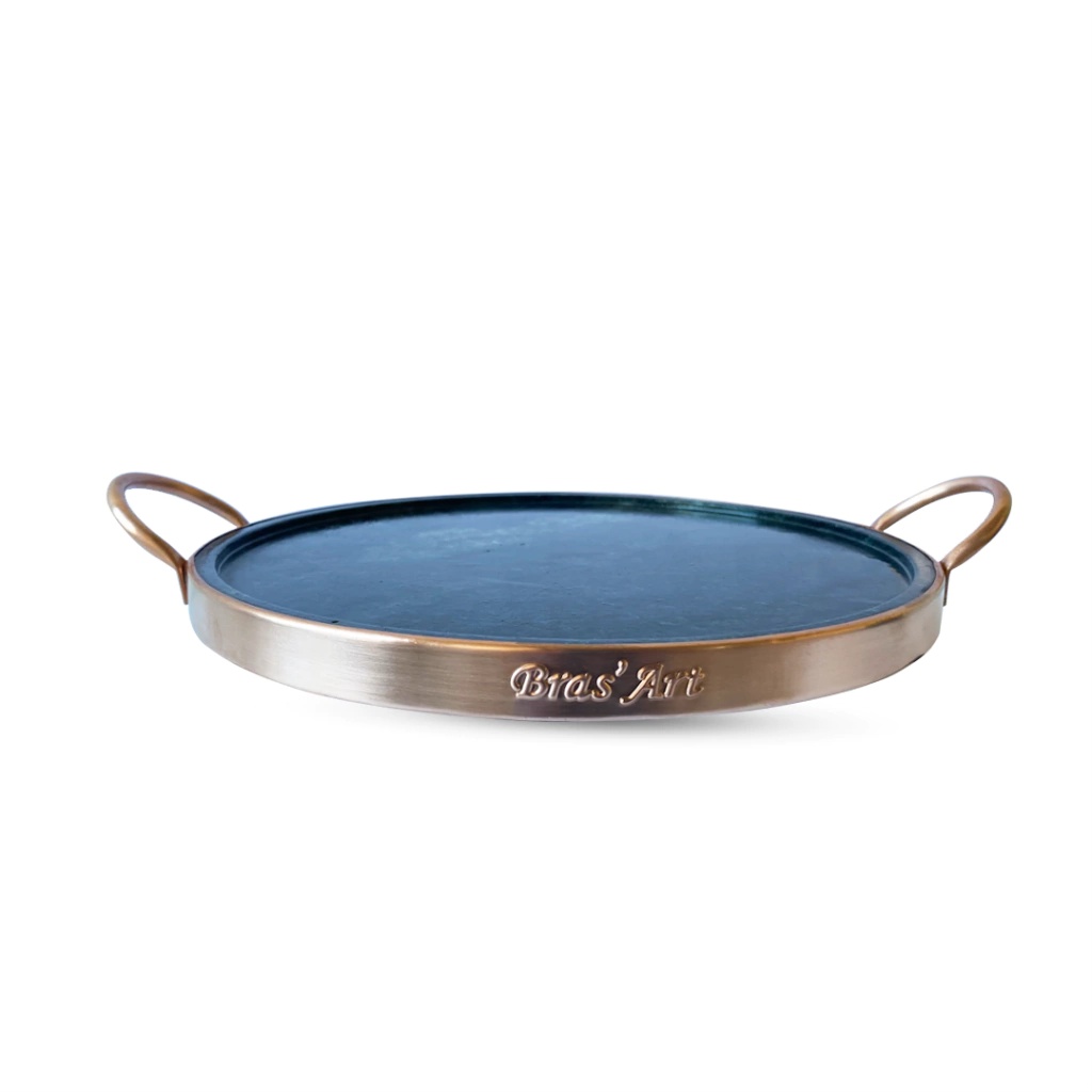 Forma de Pedra Sabão 23cm com Alça e Cobre – Pizza Crocante e Saudável