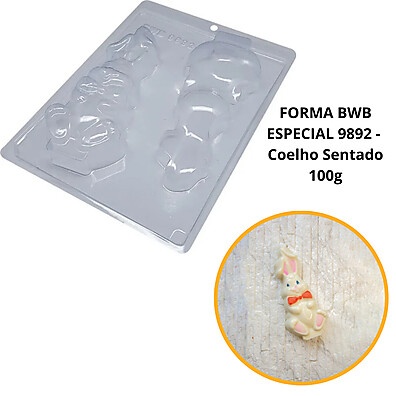 Forma de Silicone Coelho Sentado 100g - Produza Chocolates Incríveis!