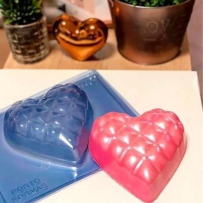 Forma de Silicone Coração Almofadinha - Chocolate
