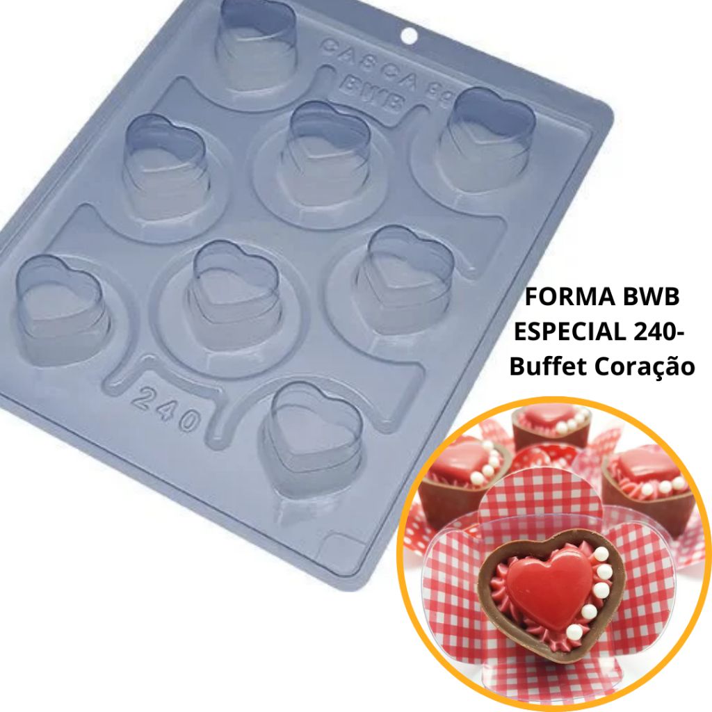 Forma de Silicone Coração BWB 240: Crie Chocolates Incríveis!
