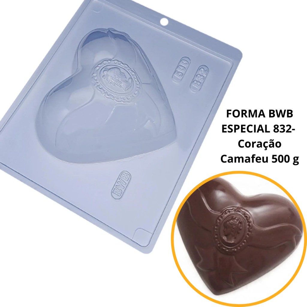 Forma de Silicone Coração Camafeu 500g - BWB