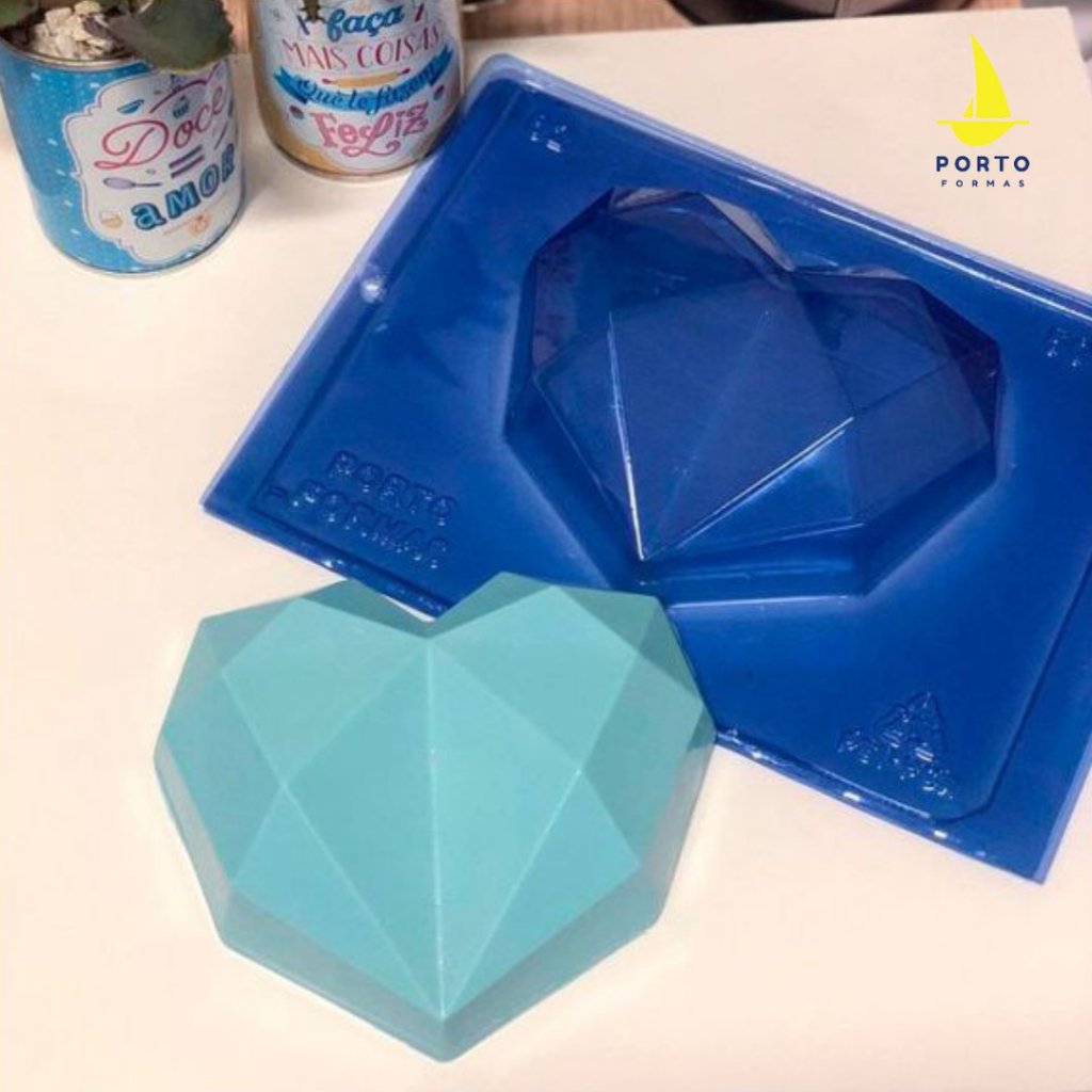 Forma de Silicone Coração Diamond 500g - Chocolate
