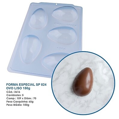 Forma de Silicone para Chocolate Ovo Liso 150g