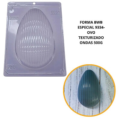 Forma para Chocolate Ovo Texturizado Ondas 500g - Silicone 3 Partes