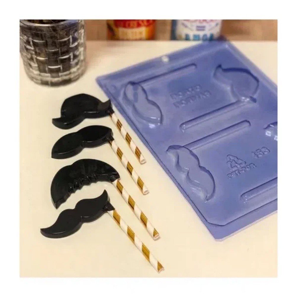 Forma Pirulito Bigode: Acetato Divertido!