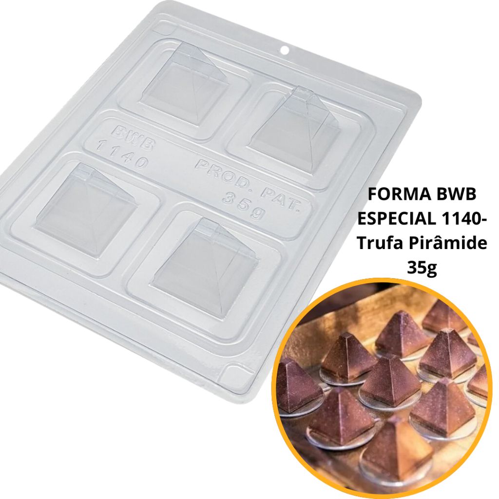Forma Silicone Trufa Pirâmide 35g - BWB Cód. 1140