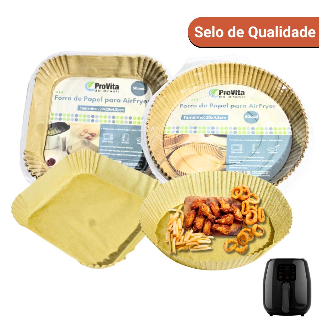 Formas Descartáveis Antiaderentes para Airfryer – 50 Unidades Provita