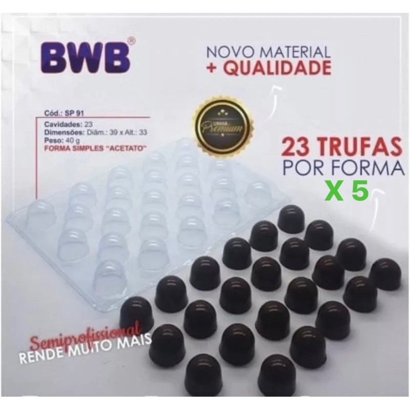 Formas Trufa: Kit 5 Unidades Profissional