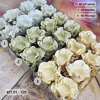 Forminhas para Doces Finos: Kit 120 Paleta Off White