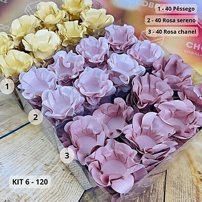 Forminhas para Doces Finos: Kit 120 Pêssego + Cores