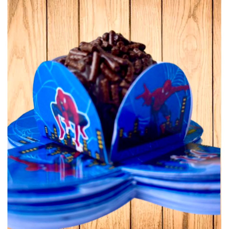 Forminhas Personalizadas de Doce Homem Aranha 4 Pétalas – 50 Unidades