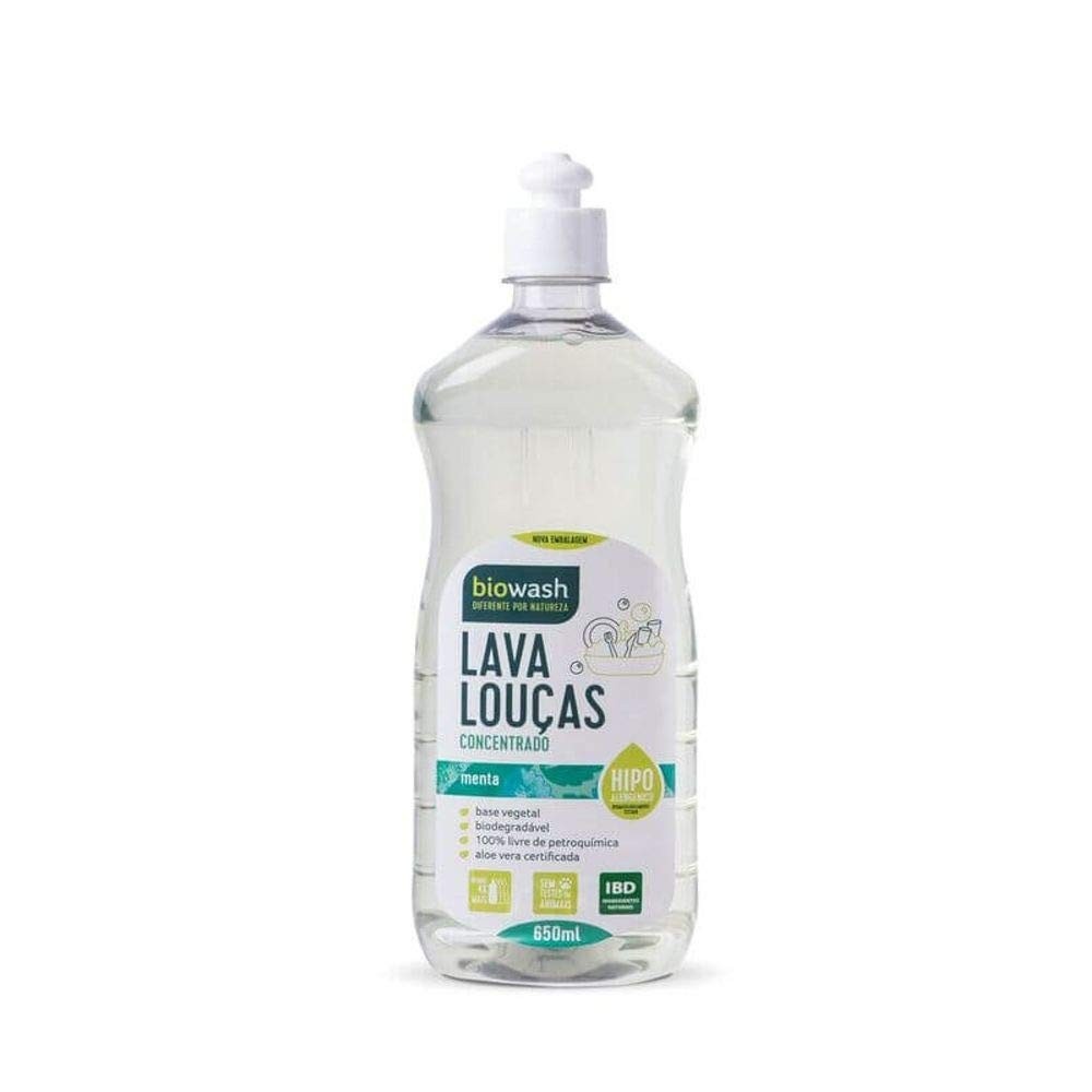 Biowash BW Lava-Louças Hipoalergênico com Menta 650ml - Fórmula Natural e Vegana