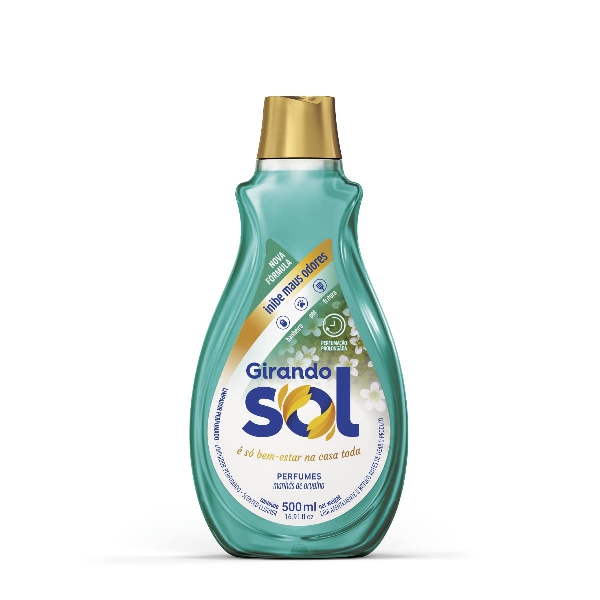 Girando Sol Limpador Perfumado Manhãs de Orvalho 500ml - Fórmula Inibe Odores e Perfumação Prolongada