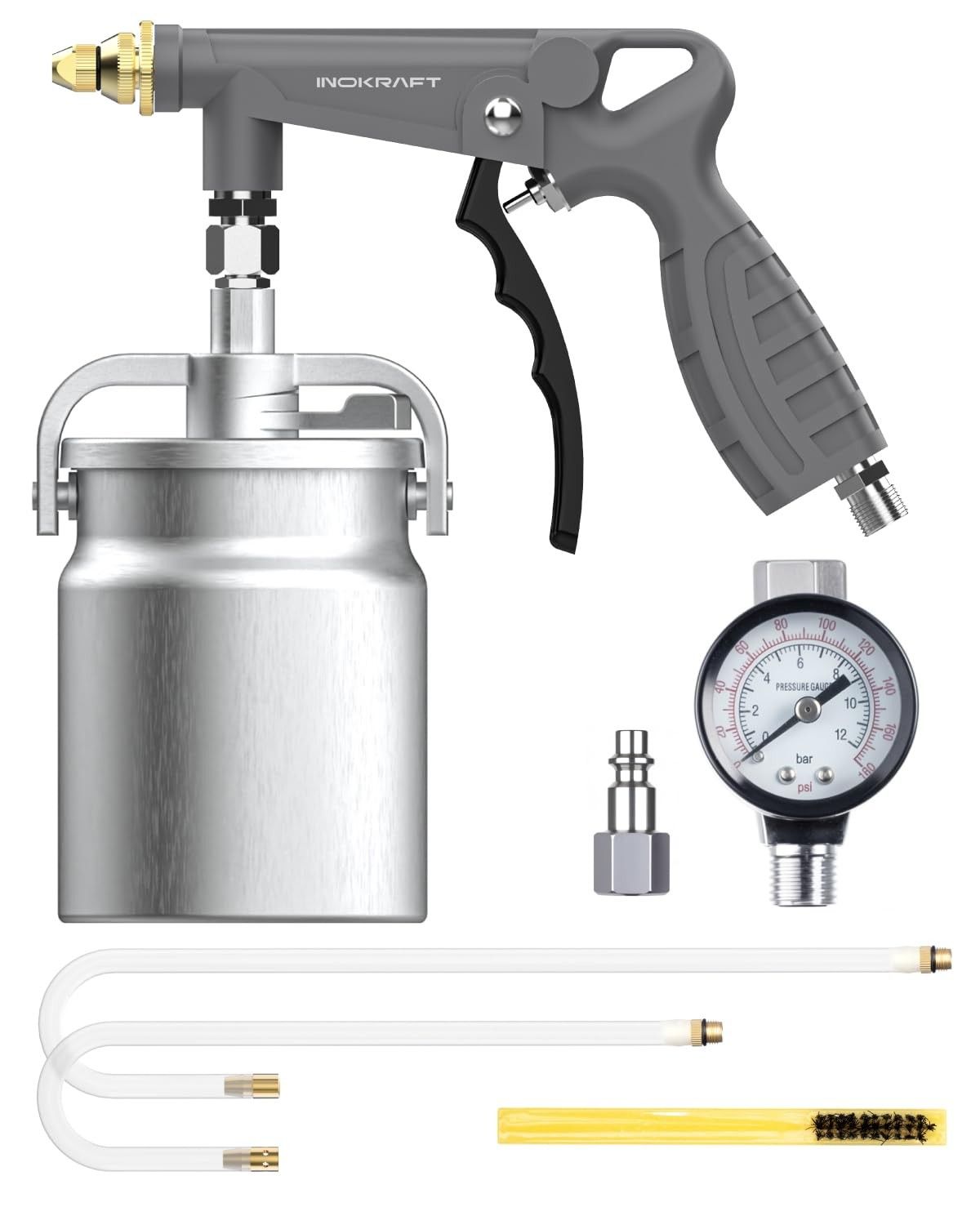 InoKraft Pistola de Pulverização para Revestimento Inferior e Forro de Caminhão - Sistema 360° com Mangueiras Flexíveis