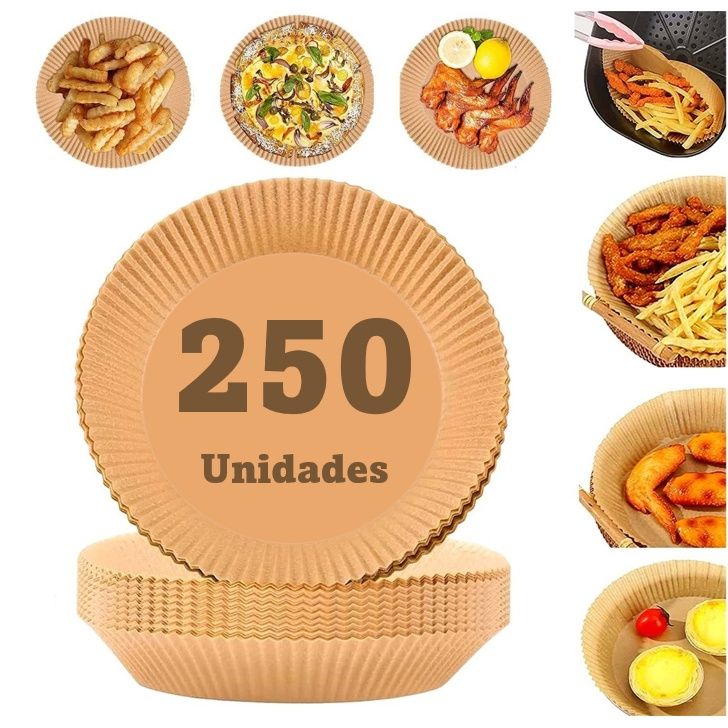 Forros de Papel Airfryer: 250 Descartáveis Antiaderentes