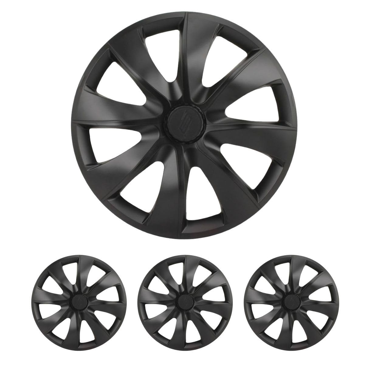 Jogo de Calotas Prime Fosca Black Aro 14 para Citroën C3, C4, Aircross, C5, Xsara, Berlingo + Selos Resinadas