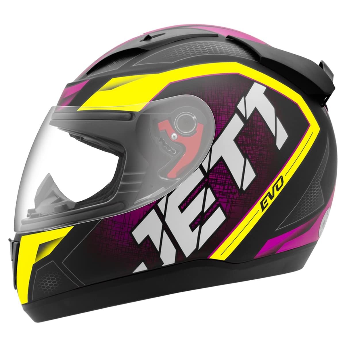 Capacete Fechado Pro Tork Jett Evo Line Fosco Rosa/Amarelo - Tamanho 62