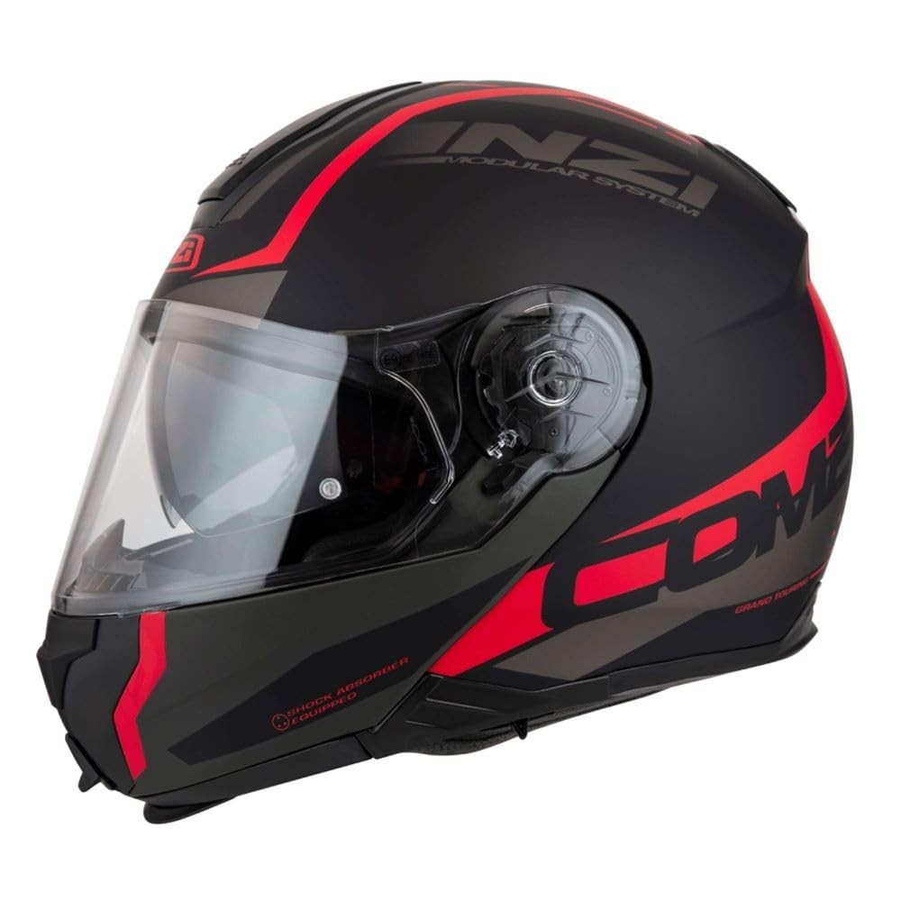 Capacete Nzi Combi 2 Shock Preto/Vermelho Fosco: Segurança e Estilo para Sua Pilotagem