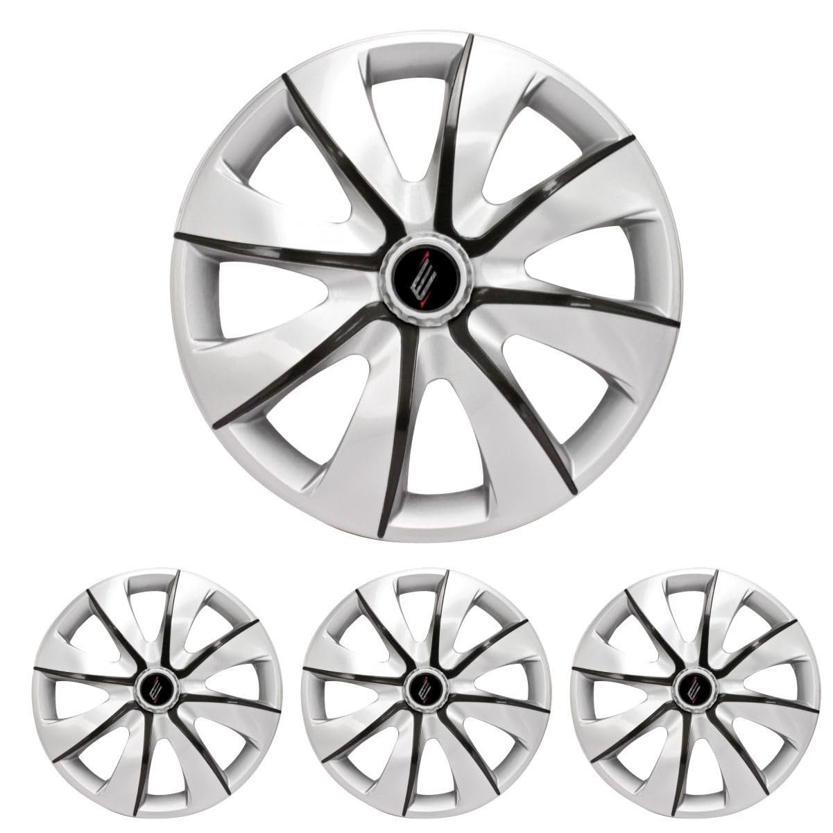 Jogo de Calotas Prime Silver Graphite Aro 13 para Gol, Fox, Saveiro e Mais + Selo Resinado