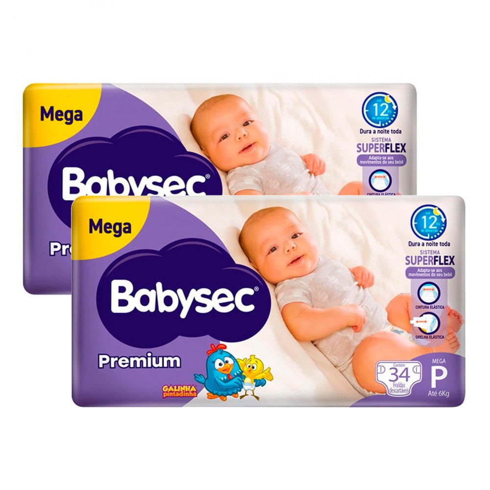 Fralda Babysec Premium P: Kit com 68 Unidades 👶