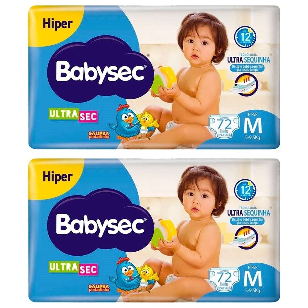 Fralda Babysec Ultra Hiper M: 144 Fraldas!