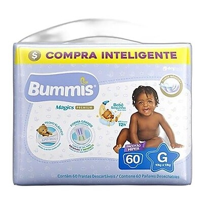 Fralda Bummis G c/60: Absorção por 12h e Toque Macio