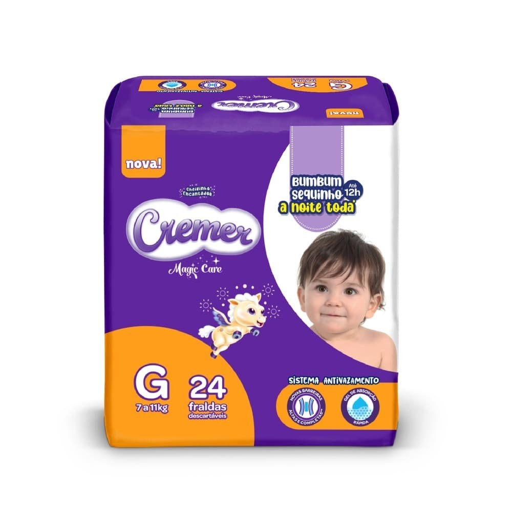 Fralda Descartável Cremer Magic Care G: Até 12h de Proteção!