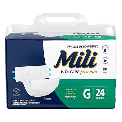Fralda Geriátrica Mili Vita Care Premium Tamanho G – Conforto e Proteção para o Dia a Dia
