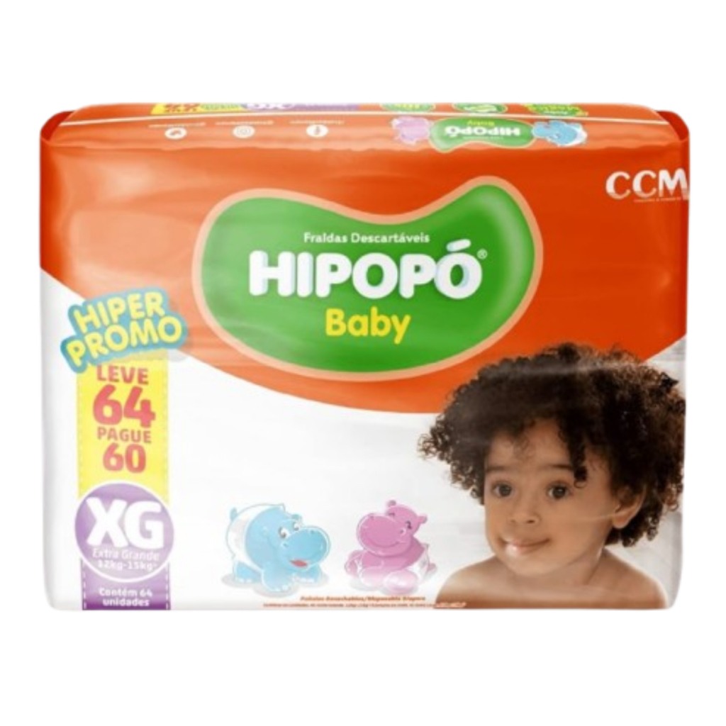 Fralda Hipopó Baby XG: Conforto e Absorção para Bebês Ativos