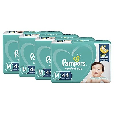 Fralda Pampers Confort Sec M com 176 Unidades – Sequinha e Confortável