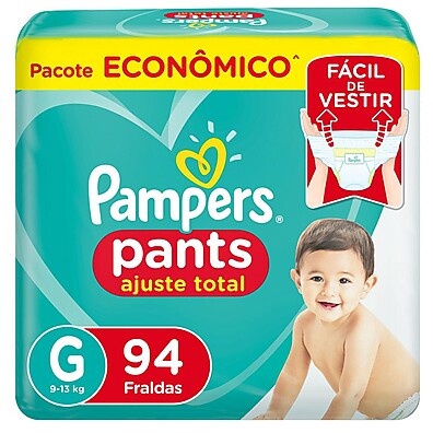 Fralda Pampers Pants Ajuste Total Max G – 94 Unidades de Conforto