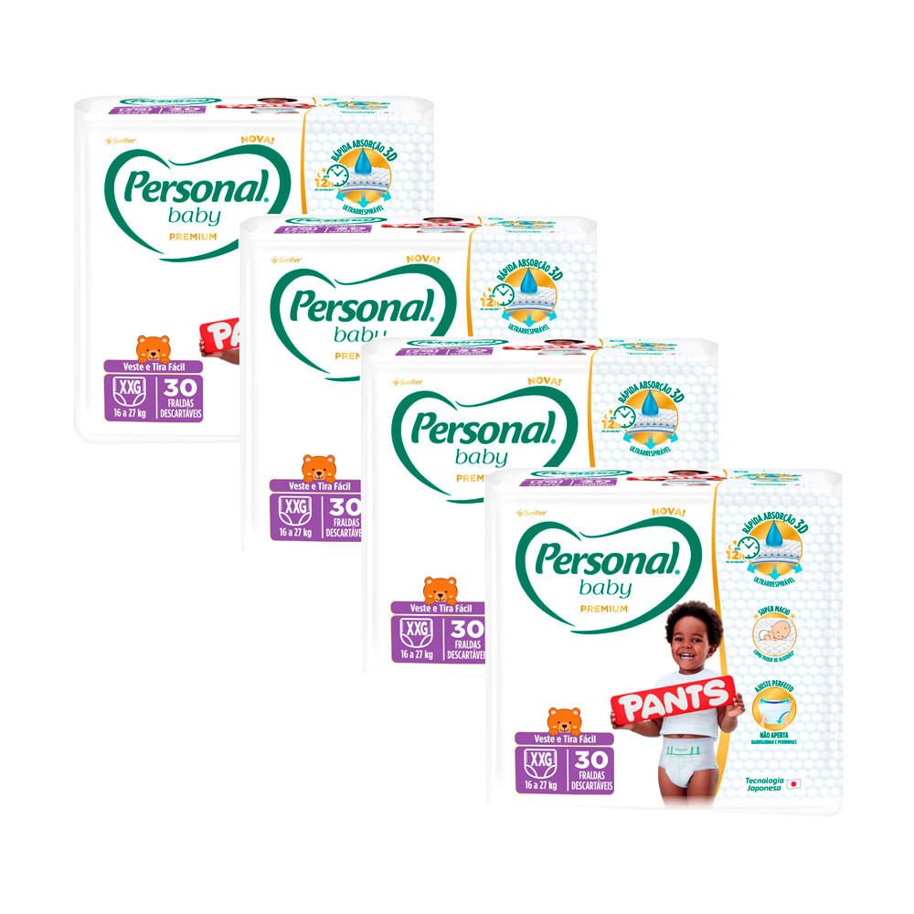 Fralda Pampers Pants XXG: Kit com 4 Pacotes (120 Unidades)