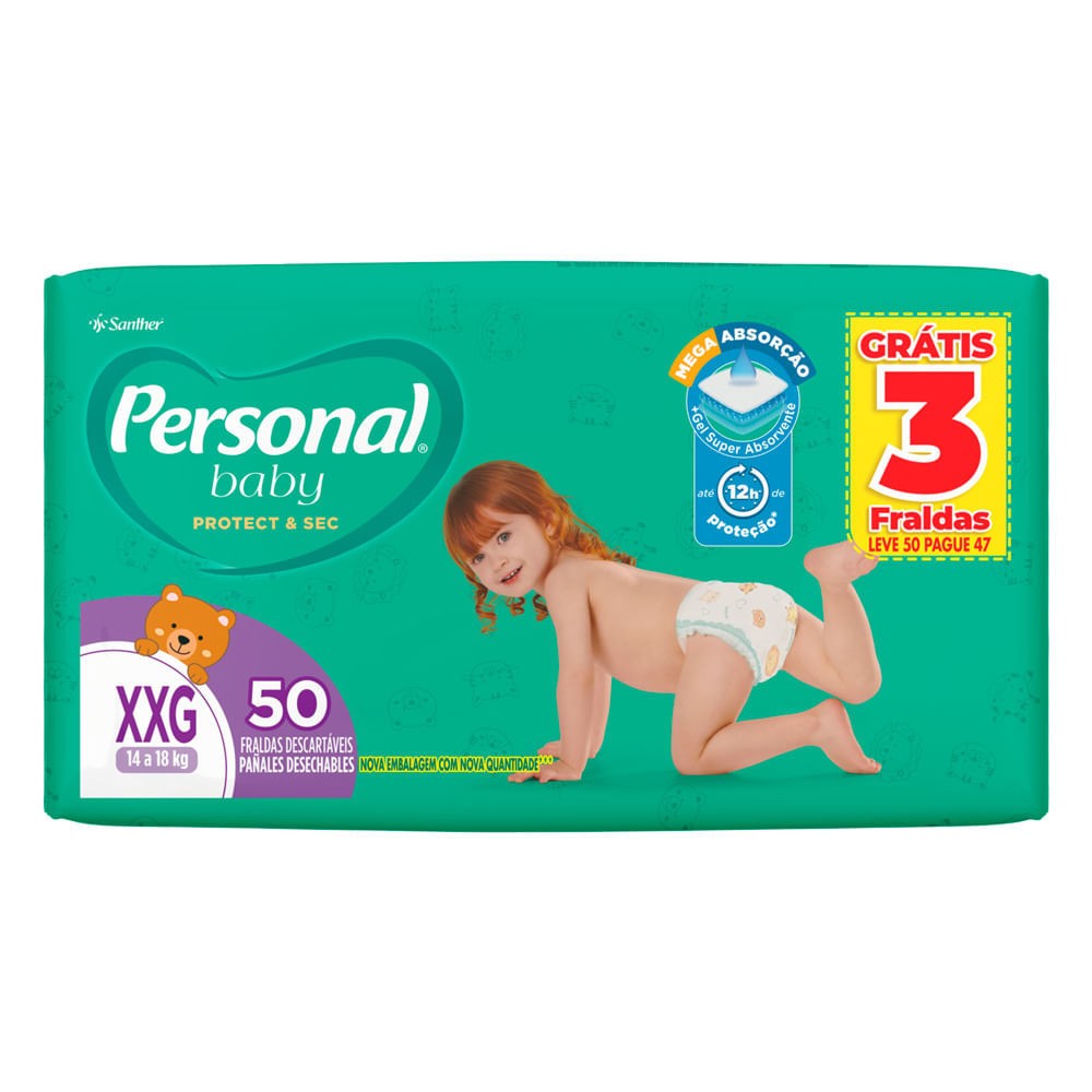 Fralda Personal Baby Protect & Sec XXG: Até 18kg