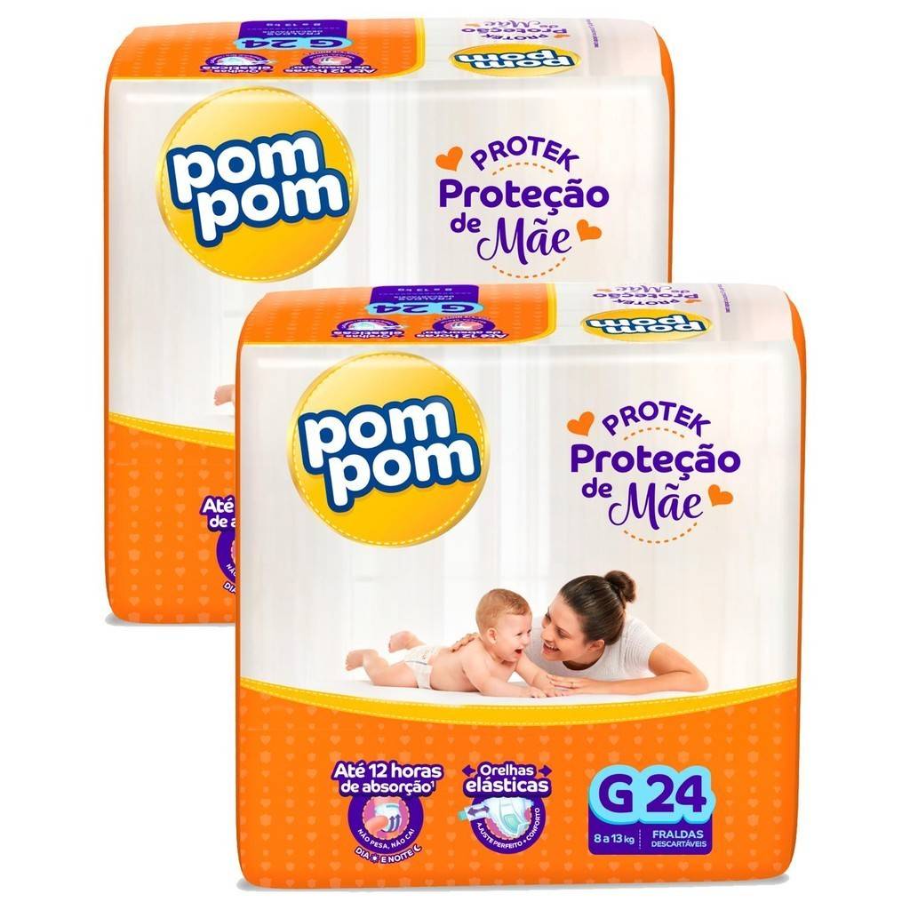 Fralda Pom Pom Protek Jumbo G: Kit com 48 Unidades