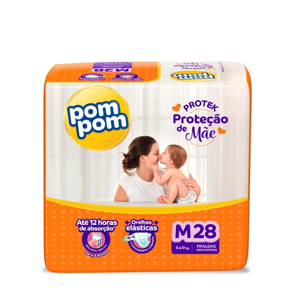Fralda Pom Pom Protek M: 12h de Proteção!